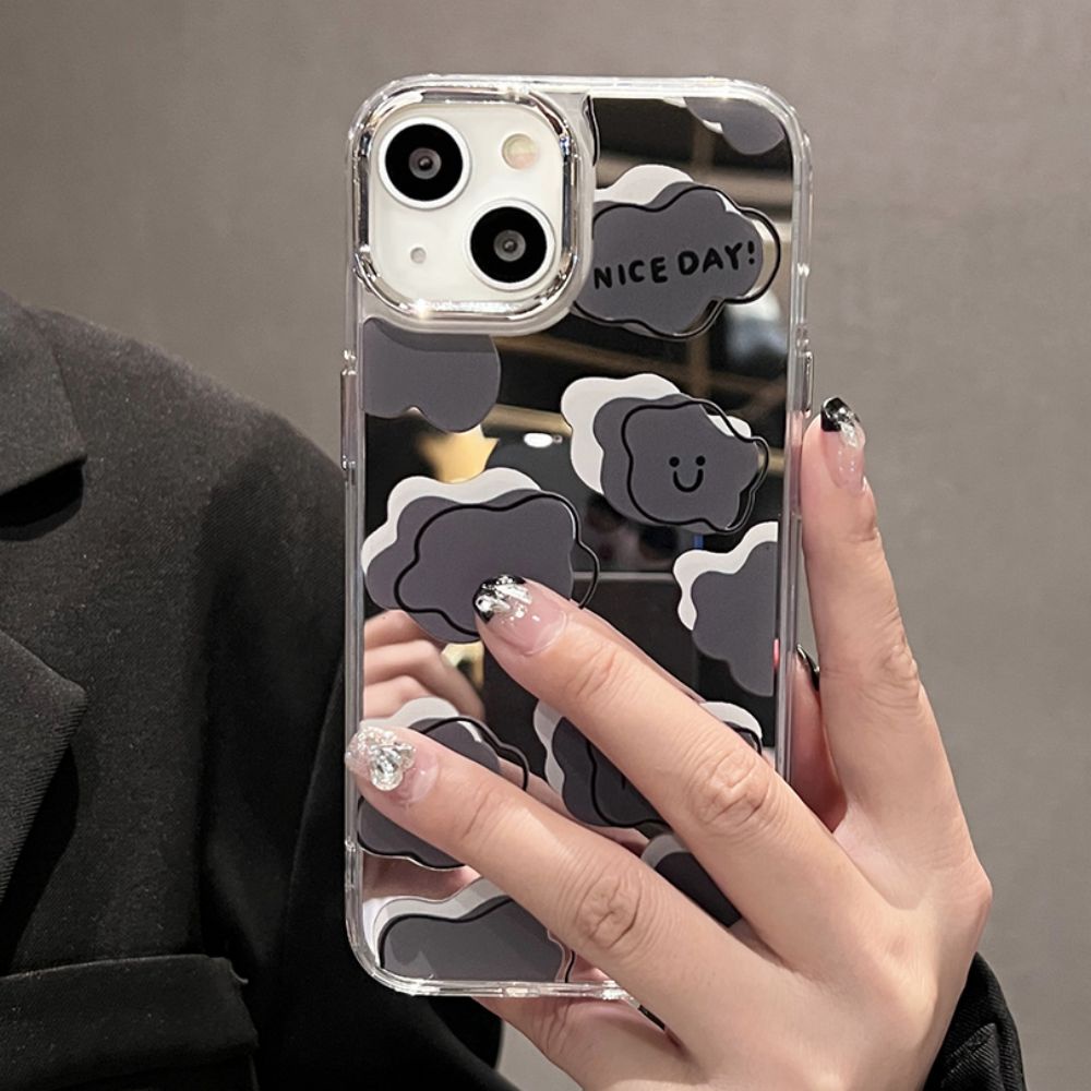 Ốp Điện Thoại TPU Họa Tiết Đám Mây Hoạt Hình Tráng Gương Chống Rơi Cho IPhone 11 12 13 14 Pro Max