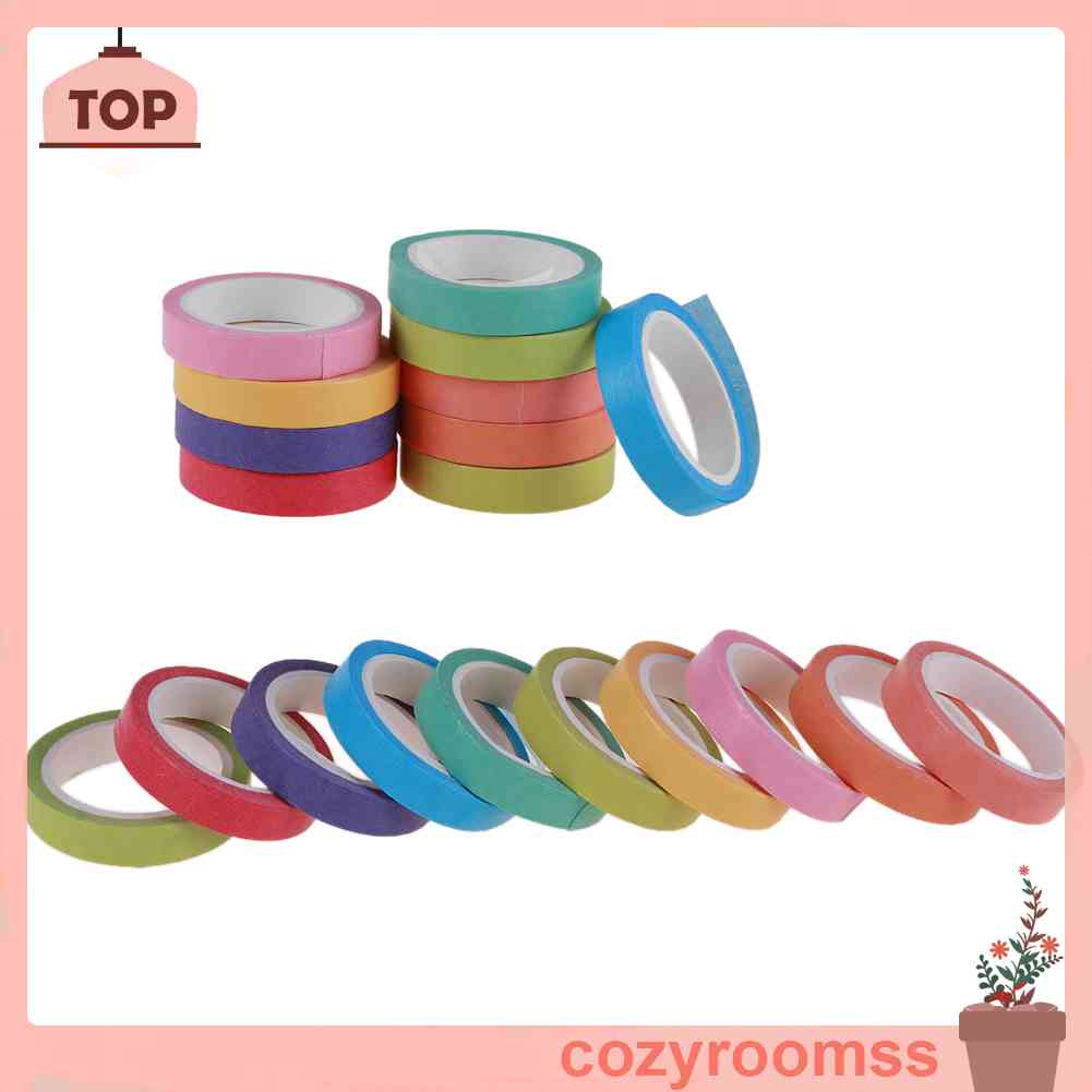 Set 10 Cuộn Băng Dính Nhiều Màu Sắc Dùng Trang Trí Sổ Tay DIY