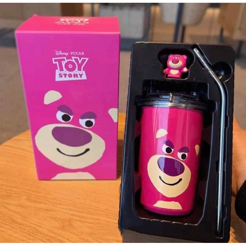 Ly Giữ Nhiệt Gấu Dâu Lotso Xinh Xắn, Bình Nước Giữ Nhiệt Hình Gấu Và Dâu Tây Hoạt Hình Dễ Thương