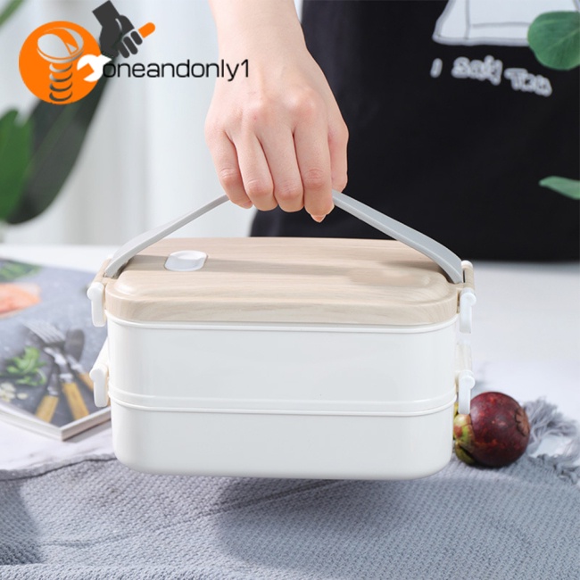 Hộp cơm 2 Tầng Sức Chứa Lớn Có Tay Cầm Tiện Dụng Cho Học Sinh / Đi Học / Du Lịch