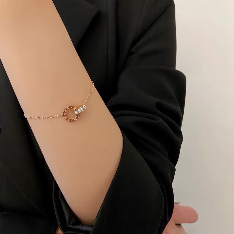 Vòng Tay Thép Titan Đính Kim Cương Nhiều Màu Cao Cấp Phong Cách Hàn Quốc Sang Trọng Thời Trang Đơn Giản Dành Cho Nữ