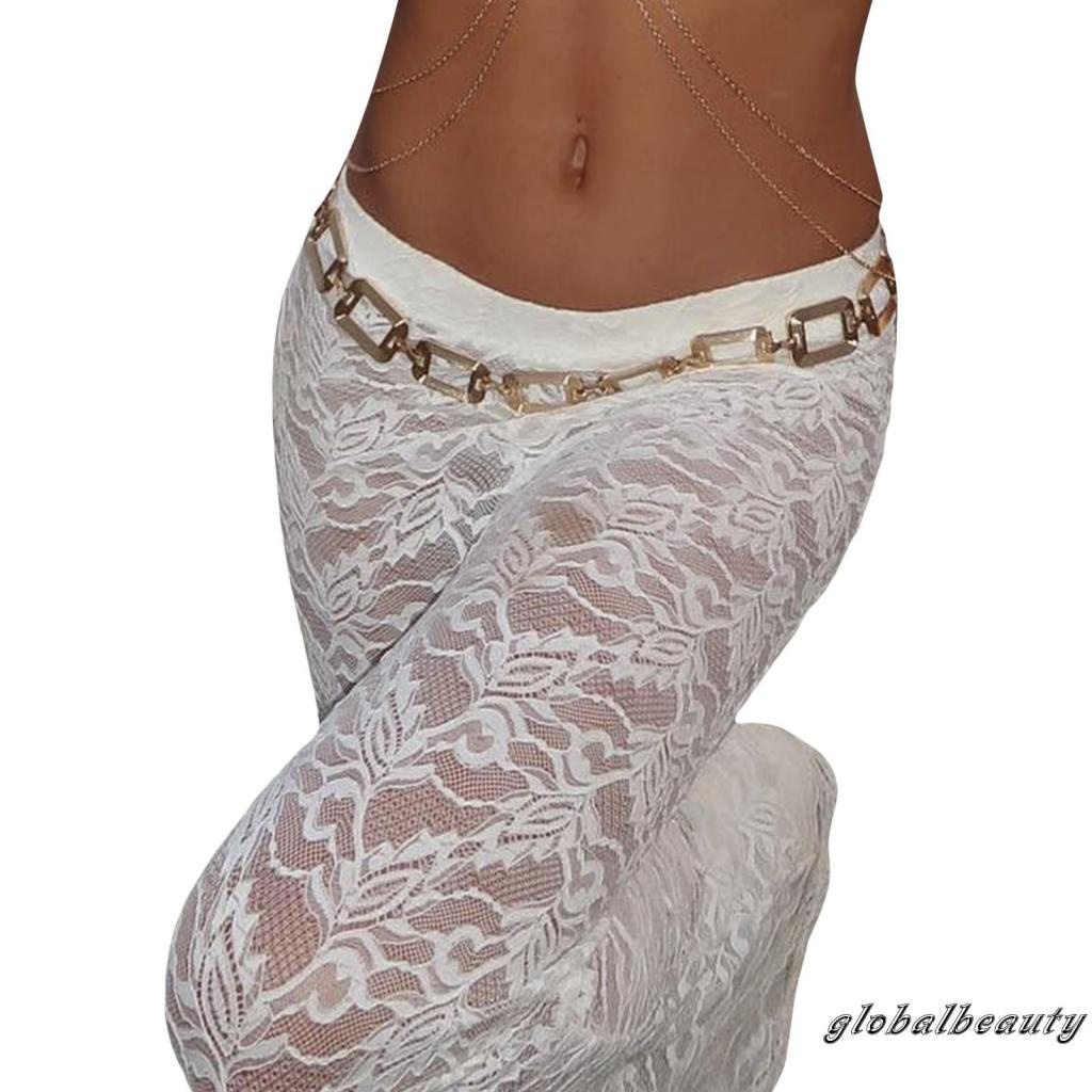 Quần Dài Lưng Thun Phối Ren Hoa Thời Trang Mùa Hè Cho Nữ