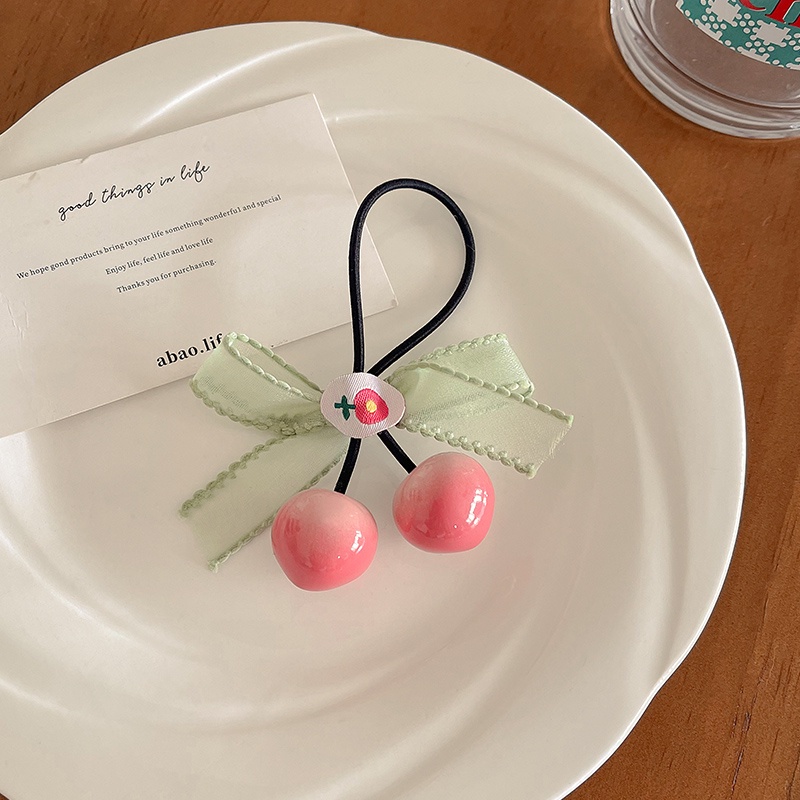 Dây Cột Tóc Cao Su Co Giãn Hình Quả Cherry Dễ Thương Thời Trang Mùa Hè