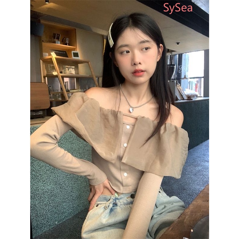 Áo Kiểu Tay Dài Trễ Vai Phong Cách Retro Cho Nữ