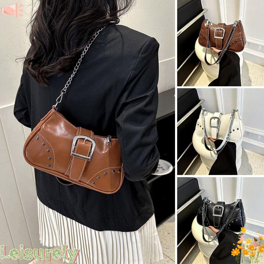 Túi Da PU Đeo Chéo Đính Đinh Tán Phong Cách Punk Sang Trọng