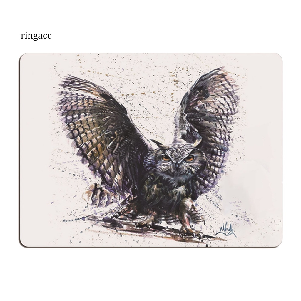 Rga Tấm Lót Chuột Siêu Mỏng Chống Trượt Bề Mặt Mịn Vẽ Màu Nước Hình Cú Mèo Dành Cho Game Thủ