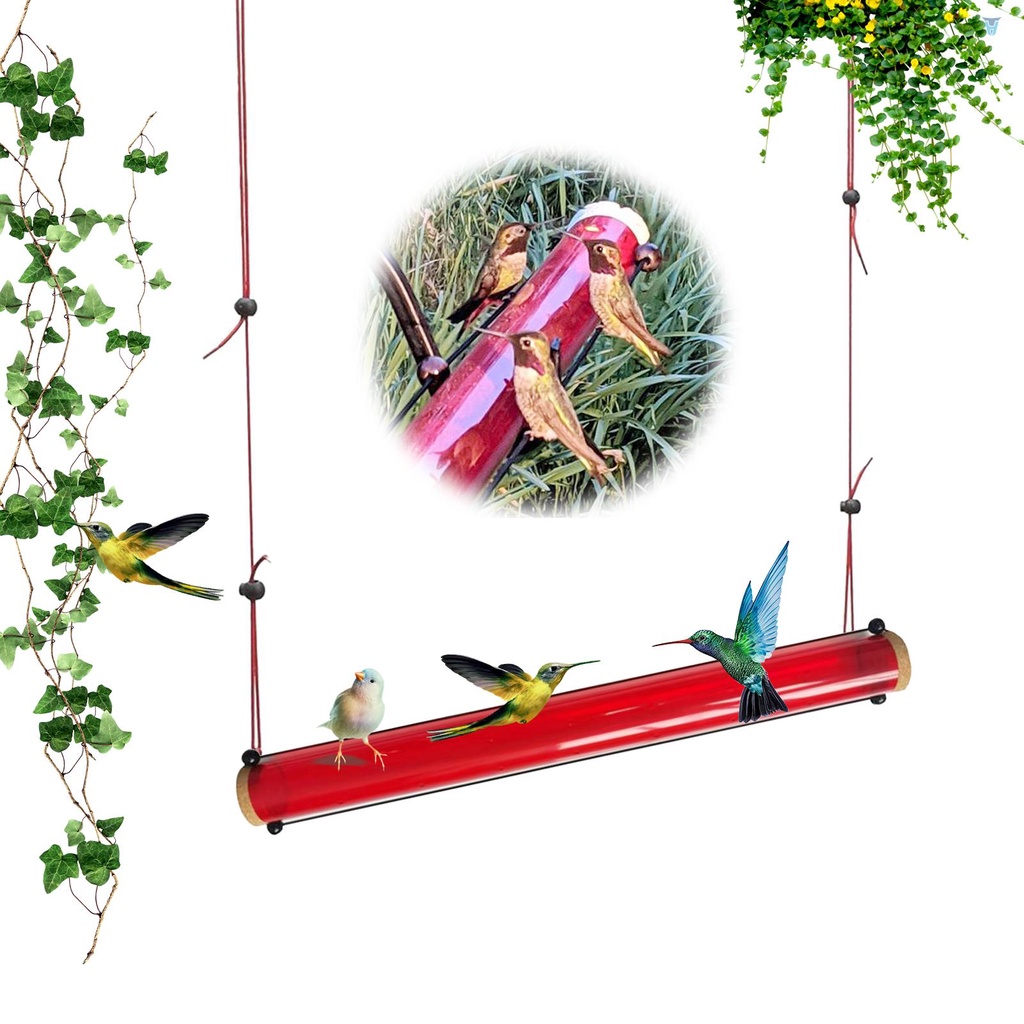 Dụng Cụ Cho Chim Ăn Màu Đỏ Trong Suốt 40cm / 15.7in Tiện Dụng