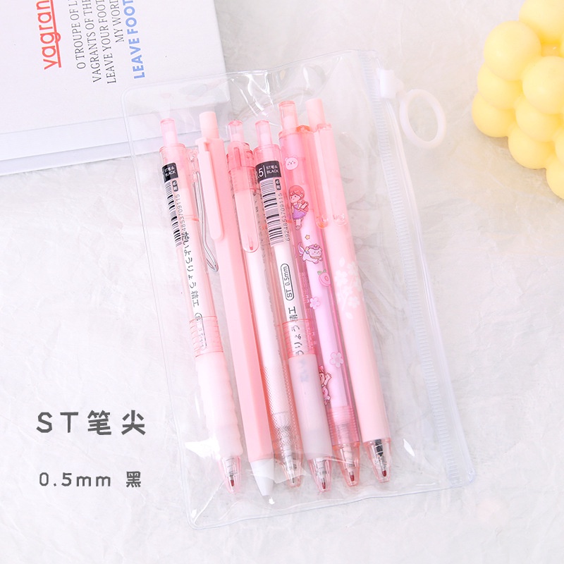 Set 6 Bút Bi Mực Đen Ngòi 0.5mm
