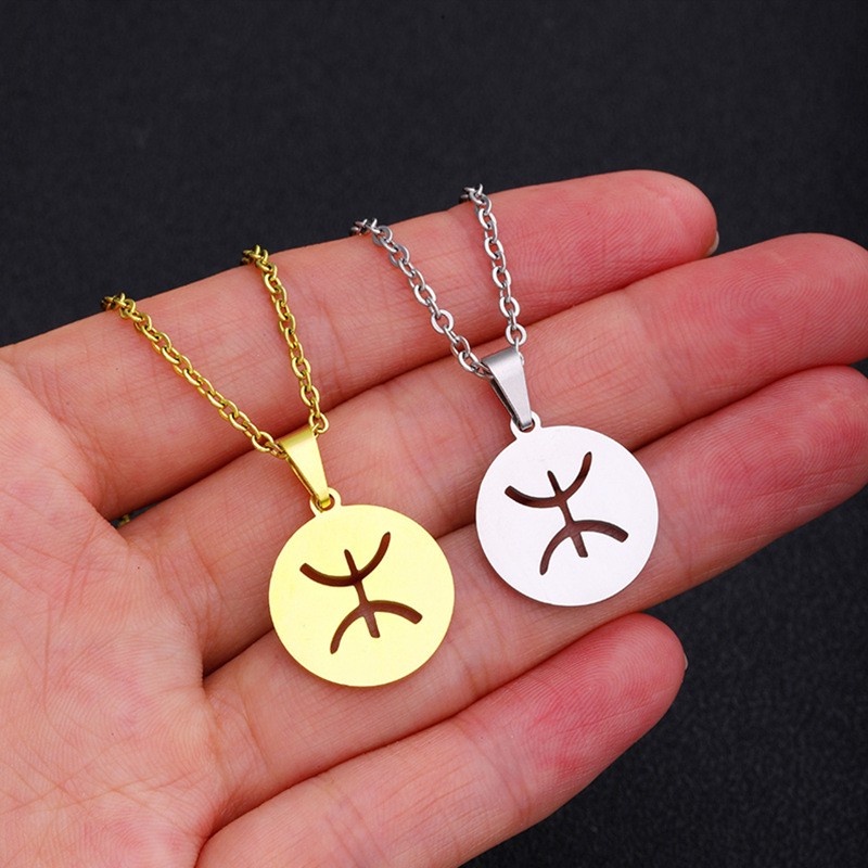 Vòng cổ Bằng Thép Không Gỉ Mặt Biểu Tượng Berber Thời Trang Hip Hop Cho Nữ