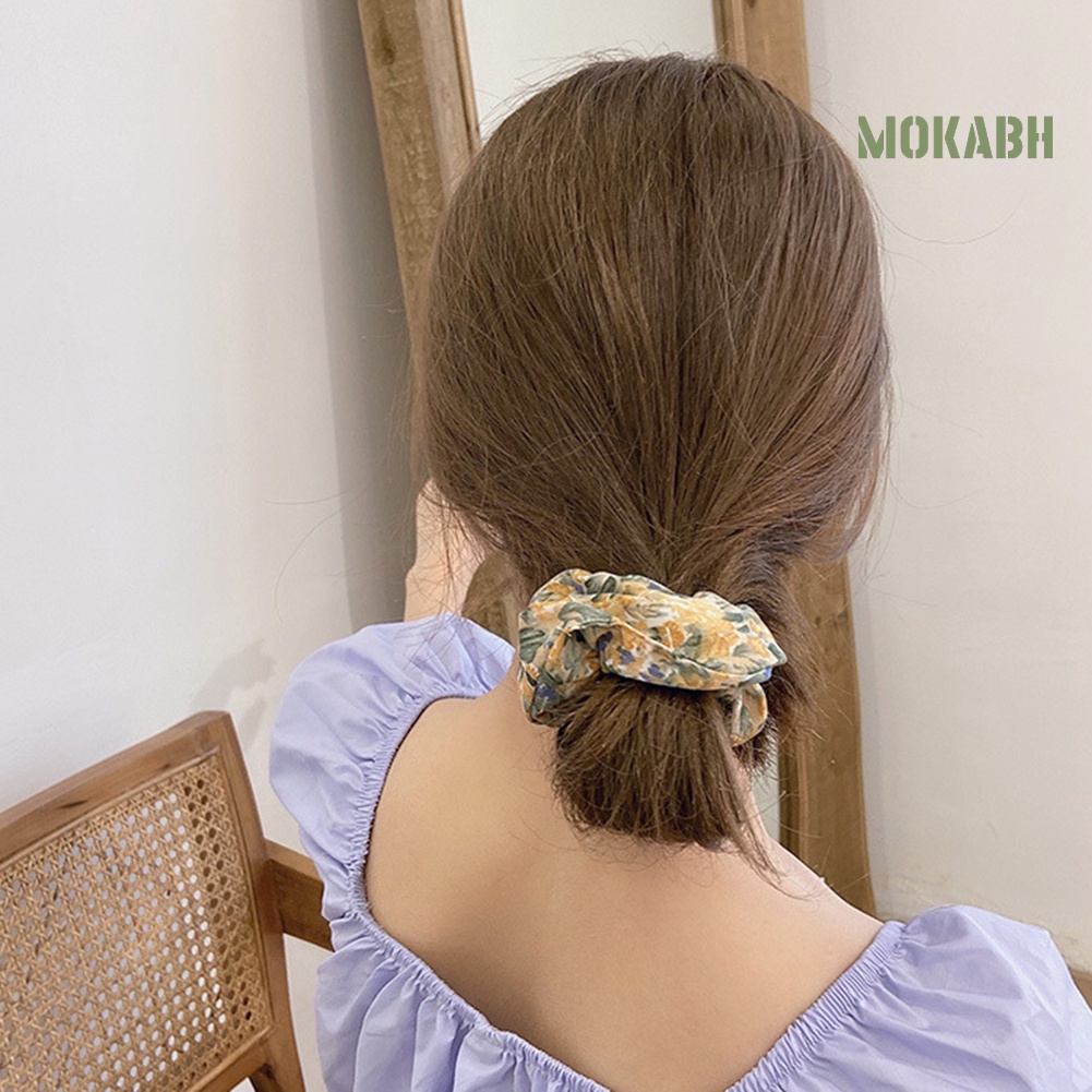 Bộ 3 Dây Cột Tóc Co Giãn Họa Tiết Hoa Xinh Xắn Thời Trang Cho Nữ