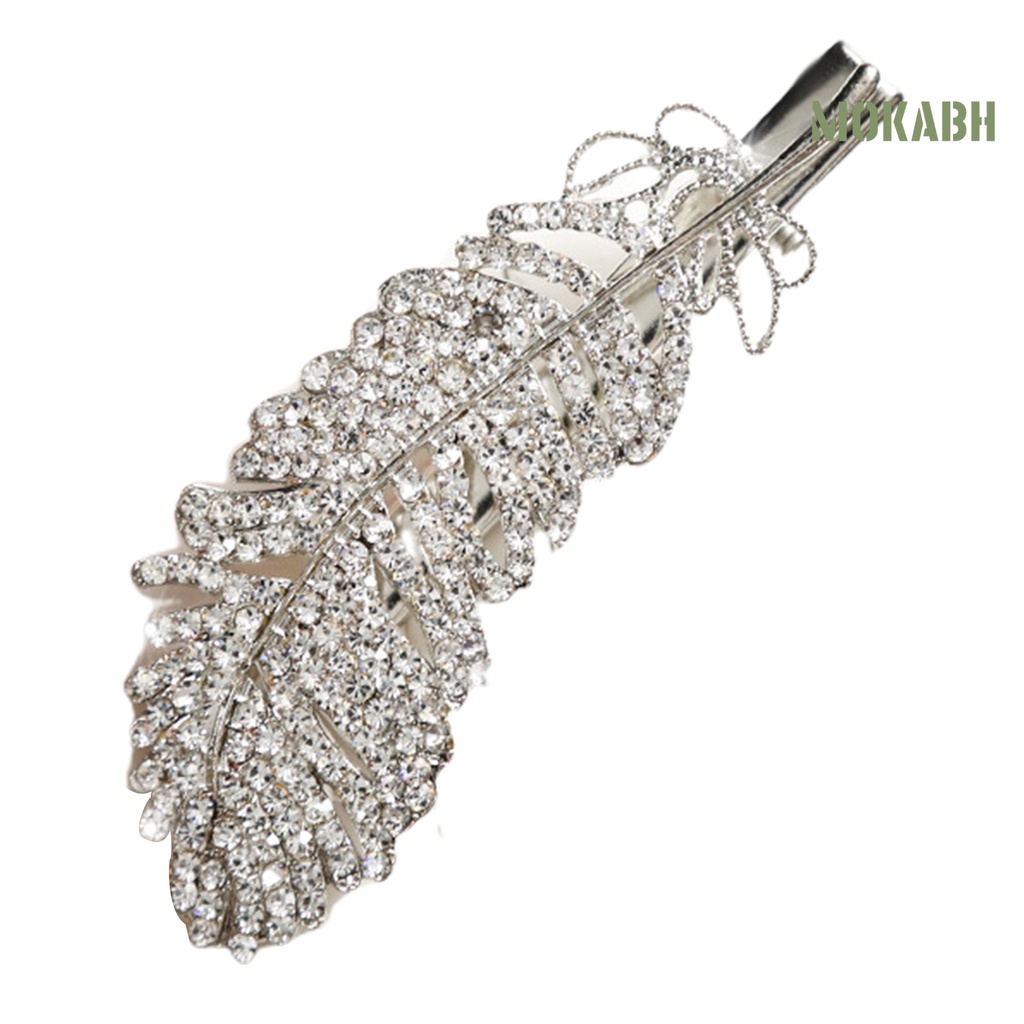 Kẹp Tóc Hình Lông Vũ Bằng Hợp Kim Có Đính Đá Lấp Lánh