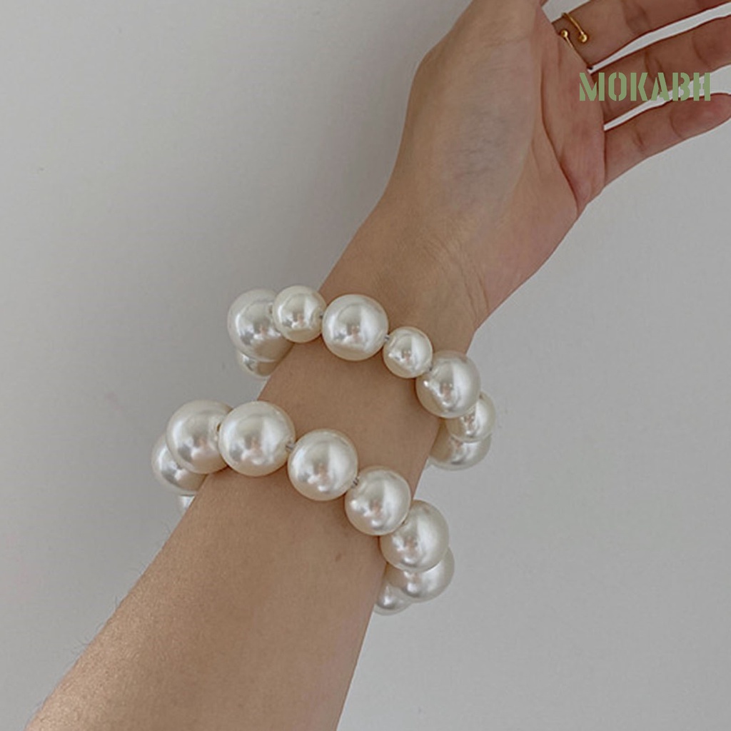 Dây Cột Tóc Đính Ngọc Trai Giả Màu Trắng Xinh Xắn Thời Trang Cho Nữ