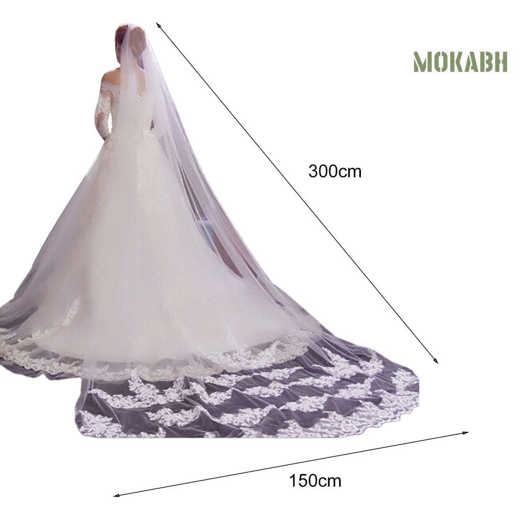 Mạng Che Mặt Một Lớp Dài 300CM Kèm Lược Cài Tóc Cho Cô Dâu