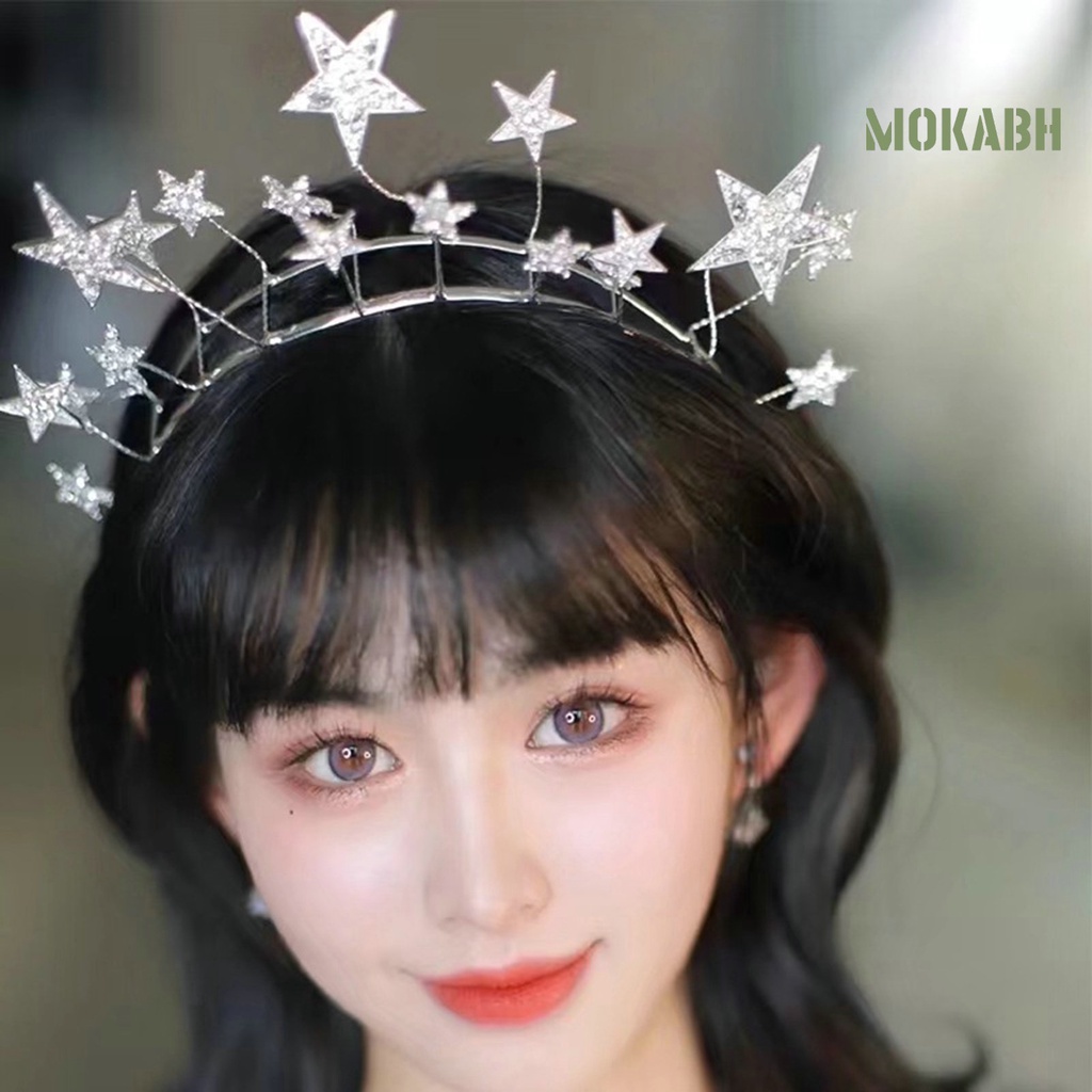 Băng Đô Cài Tóc Hình Vương Miện Đính Đá Lấp Lánh Dễ Thương Chống Trượt Phong Cách Hàn Quốc