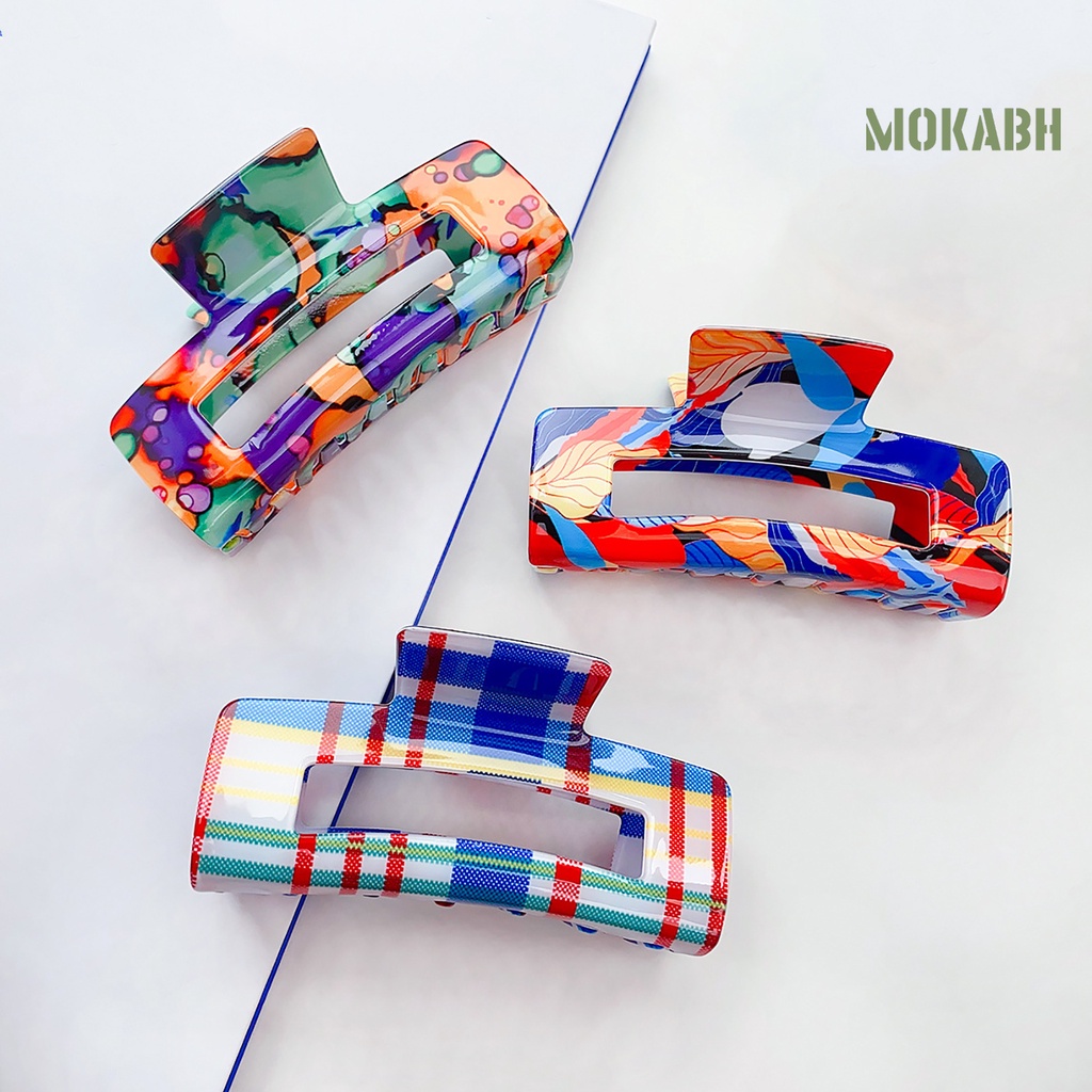 Kẹp Tóc Càng Cua Họa Tiết Da Báo Màu Sắc Tương Phản Phong Cách Vintage