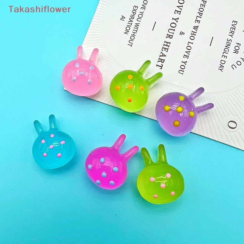 Set 5 Phụ Kiện Trang Trí Điện Thoại / Tủ Lạnh Hình Đầu Thỏ Màu Dạ Quang DIY