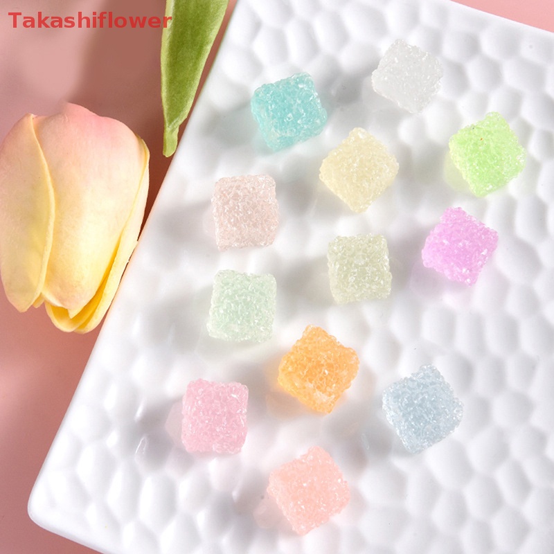 Bộ 10 Miếng Dán Hình Vuông Mini Bằng Resin Dạ Quang Dùng Trang Trí Điện Thoại / Sổ Tay DIY