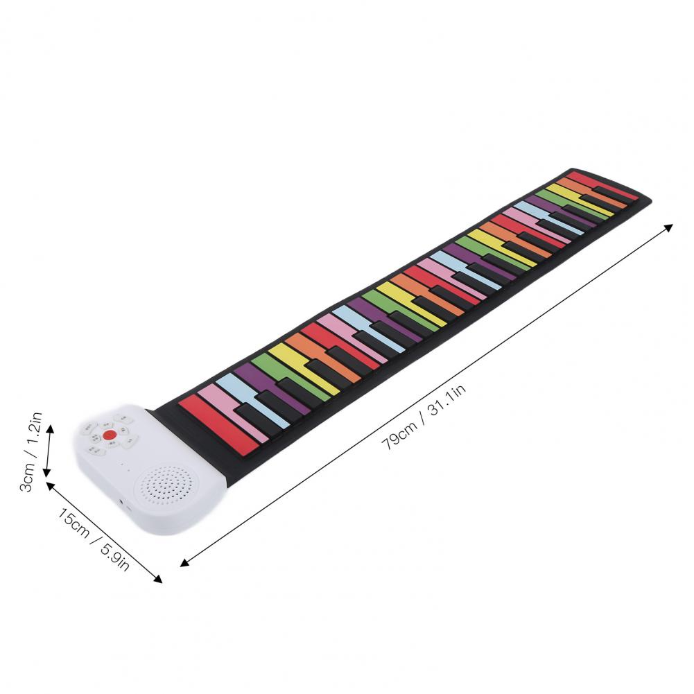 Đàn Piano Cuộn Soft Keyboard Piano, Roll Up Piano 49 phím Bàn cầu vồng linh hoạt dành cho trẻ em Nhạc cụ gấp di động EP‑17 AKOASM