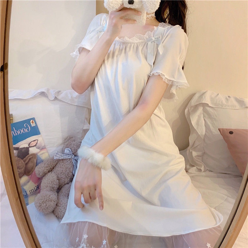 Đồ ngủ Phối Ren Phong Cách Pháp Ngọt Ngào Thời Trang Mùa Hè Hàng Mới Dành Cho Bạn Nữ