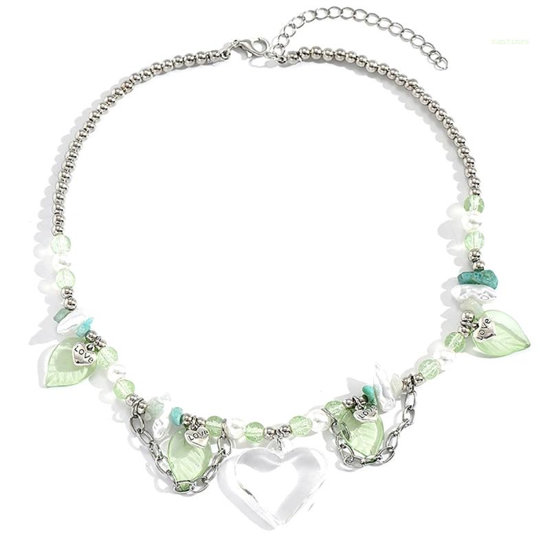 Vòng Cổ Choker Mặt Trái Tim Nhỏ Trong Suốt Thời Trang