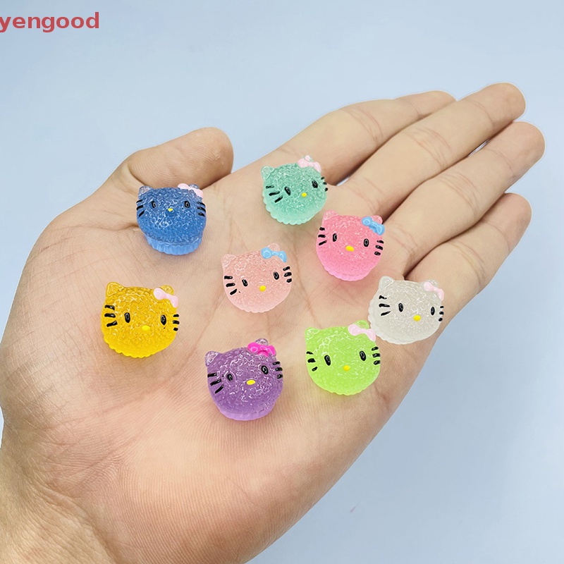 Set 2 Mặt Dây Chuyền Hình Mèo Bằng Resin Dạ Quang DIY Dễ Thương Trang Trí Điện Thoại