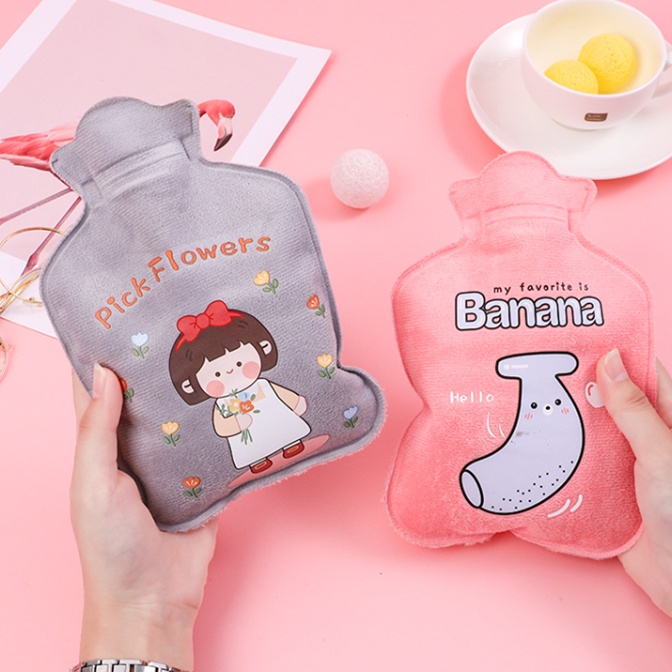 Túi chườm nóng lạnh giảm đau bụng kinh mùa dâu lông nhung xinh xắn họa tiết đáng yêu