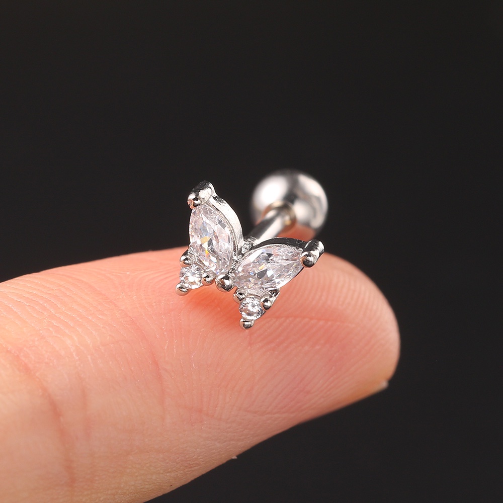 1 Khuyên Xỏ Cơ Thể Hình Bướm Bằng Đá Zircon Màu Vàng Thời Trang Dành Cho Bạn Nữ