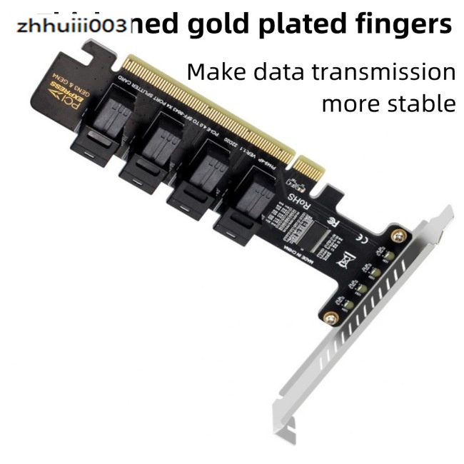 Thẻ Mở Rộng Pcie X16 Sang 4 Cổng U.2 Nvme Sff-8643 Sff-8639 Pci-e 4.0 T3eb Có Đèn Led