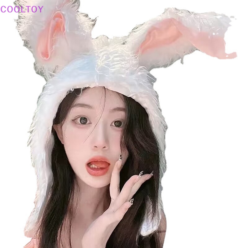 Mũ Trùm Đầu Tai Thỏ Bằng Lông Nhung Dễ Thương Xinh Xắn