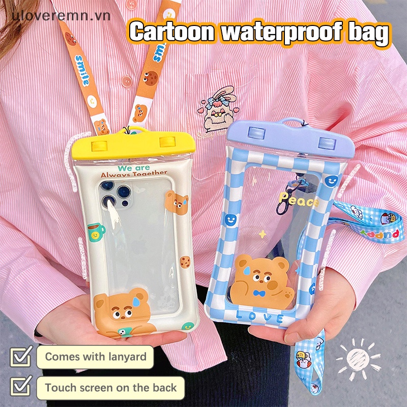 Túi Đựng Điện Thoại Trong Suốt Chống Nước Chống Bụi Họa Tiết Hoạt Hình Có Thể Chạm Màn Hình Cảm Ứng