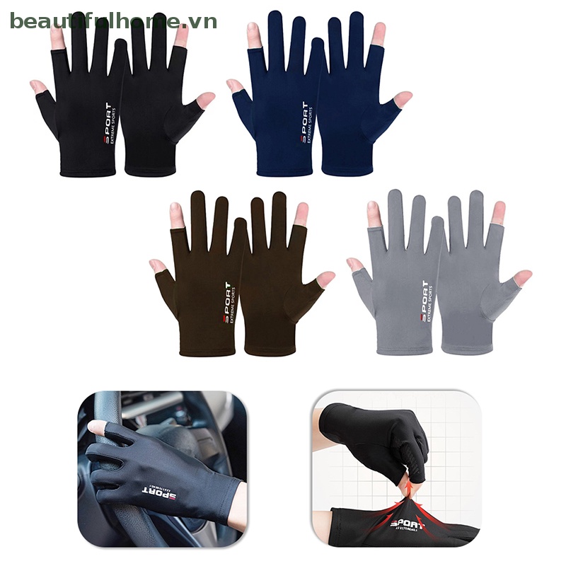Găng Tay Lái Xe / Câu Cá Vải Lụa Lạnh Thoáng Khí Thời Trang Mùa Hè Cho Nam