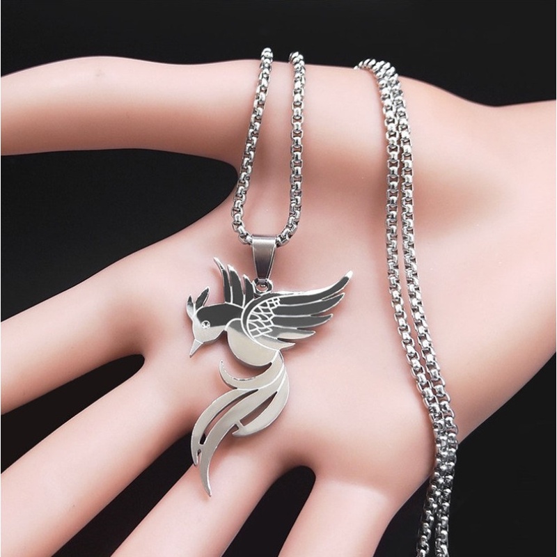 Vòng cổ Bạc S925 Mặt Hình Chim Ruồi Bằng Thép Không Gỉ Phong Cách Hip Hop Cho Nam Và Nữ