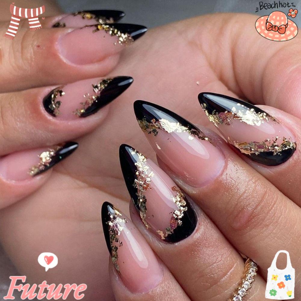 Set 24 Móng Tay Giả Dạng Nhấn Phong Cách Pháp Diy