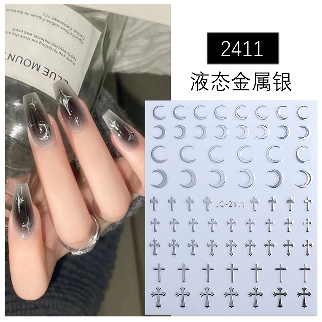 Sticker bạc dán móng tay dễ thương, phụ kiện nail