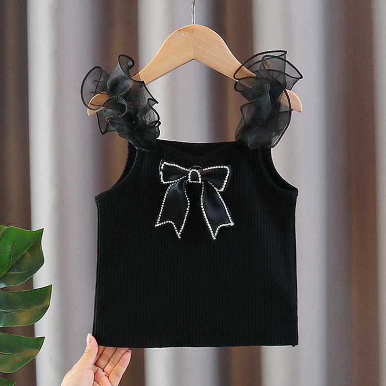 Áo Lưới Không Tay Thắt Nơ Thời Trang Mùa Hè Cho Bé Gái