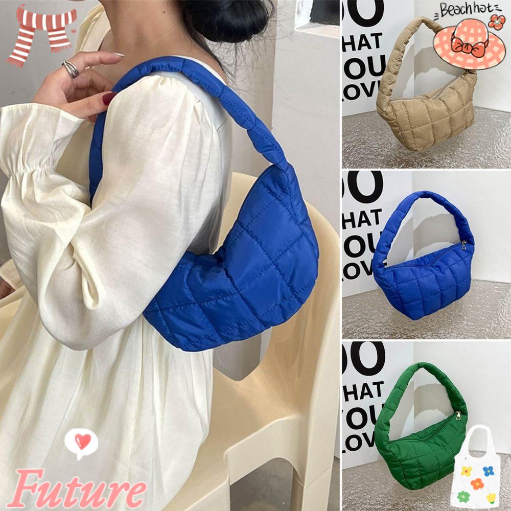 Túi Xách Đệm Cotton Họa Tiết Sọc Caro Thời Trang Mùa Đông Cho Nữ