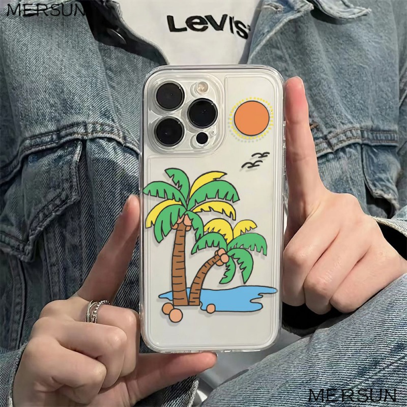 ✅Ốp Điện Thoại Mềm Chống Sốc Họa Tiết Cây Dừa Cho Iphone 11 plus 14pro max 6In78 1213 2PO3