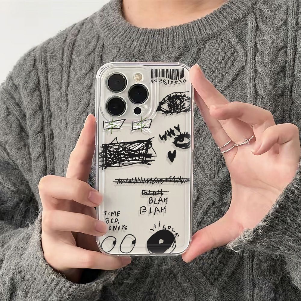 ✅Ốp Điện Thoại Mềm Chống Sốc Họa Tiết Graffiti Đơn Giản Cho Iphone 11Plus 6 13 14Pro 78Max 12 5VHD