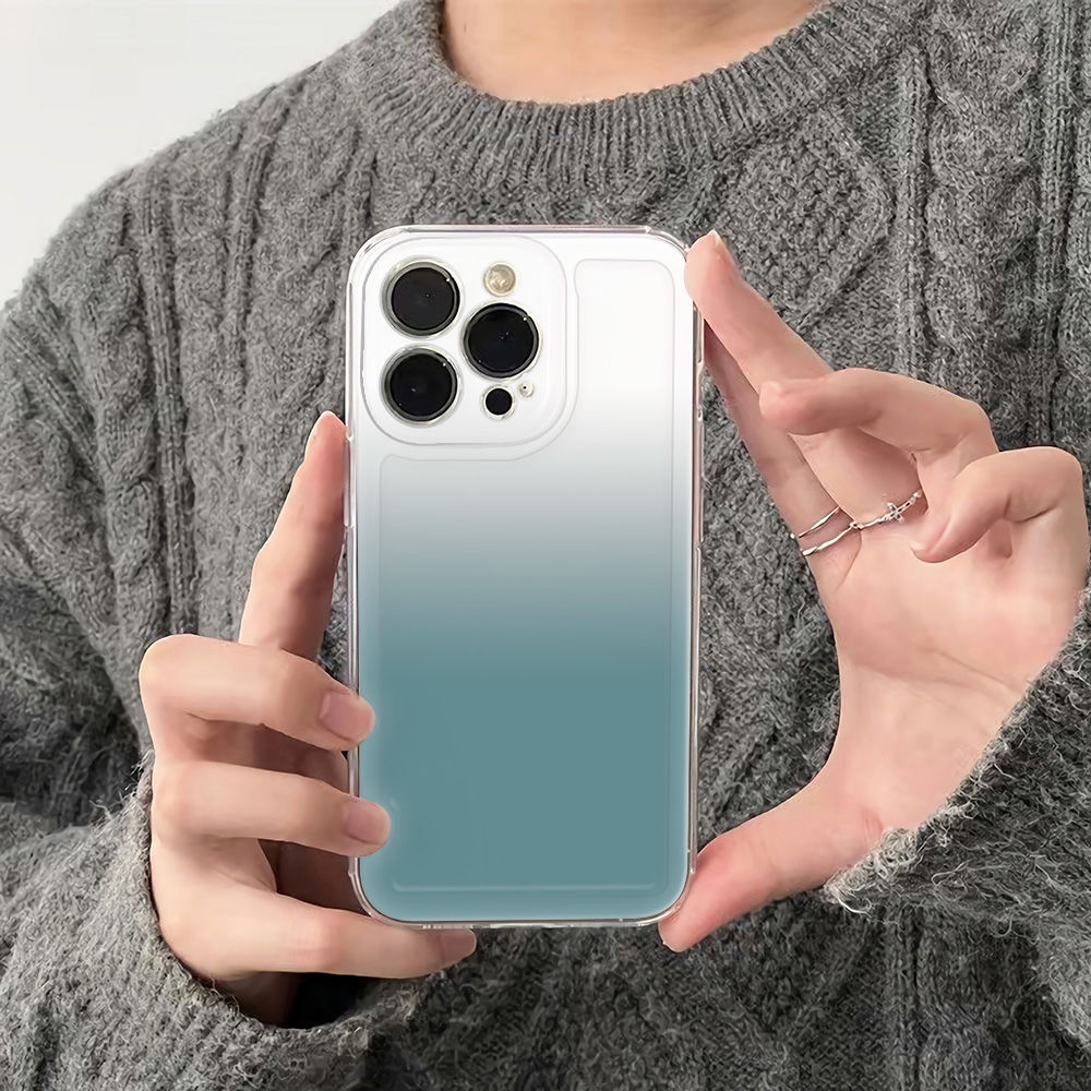 ✅Ốp Điện Thoại Mềm Chống Sốc Màu Gradient Đơn Giản Cho Apple 6In Blue 1314pro plusiPhone1211 78 max 1FR9