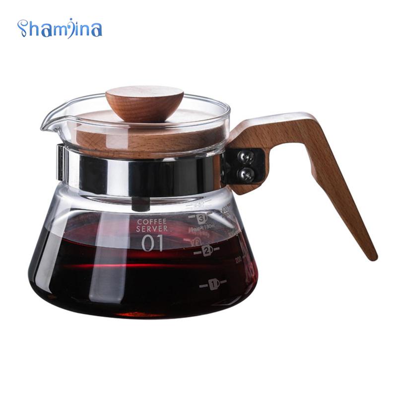 Bình rót pha cà phê SHAMJINA 400/600ml bằng thủy tinh chịu nhiệt cao có thể tái sử dụng cho nhà bếp