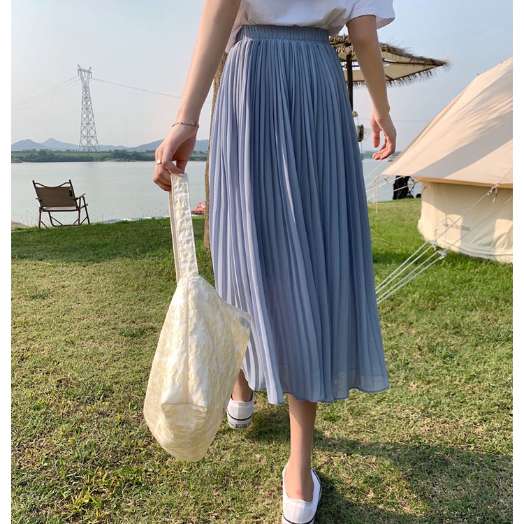 SUXI Chân Váy Chiffon Dài Lưng Cao Dáng Ôm Phong Cách Hàn Quốc Thời Trang Mùa Hè Cho Nữ