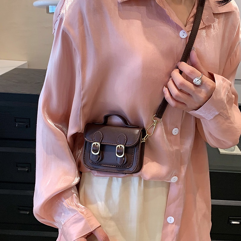 Túi Đeo Chéo Da PU Màu Trơn Phong Cách Thời Trang Mới Chất Lượng Cao Cho Nữ