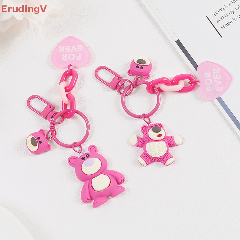 [ErudingV] Móc Khóa Hình Trái Tim Gấu Dâu Tây Đáng Yêu Dành Cho Bạn Gái [Mới]