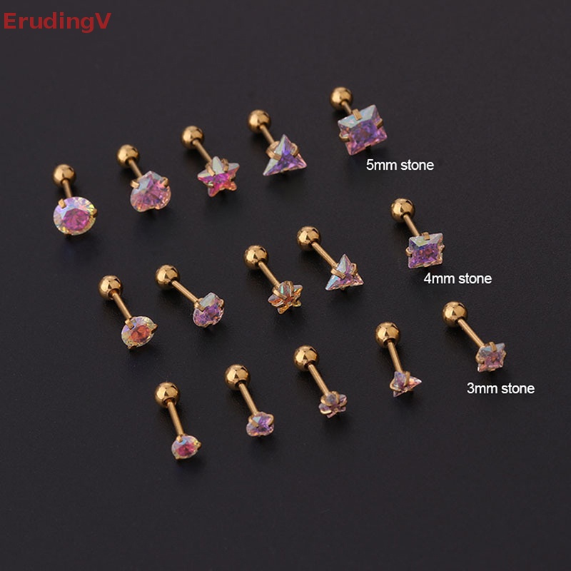 1 Khuyên Tai Dạng Xoắn Ốc Đính Đá Zircon Nhiều Màu Cho Nữ