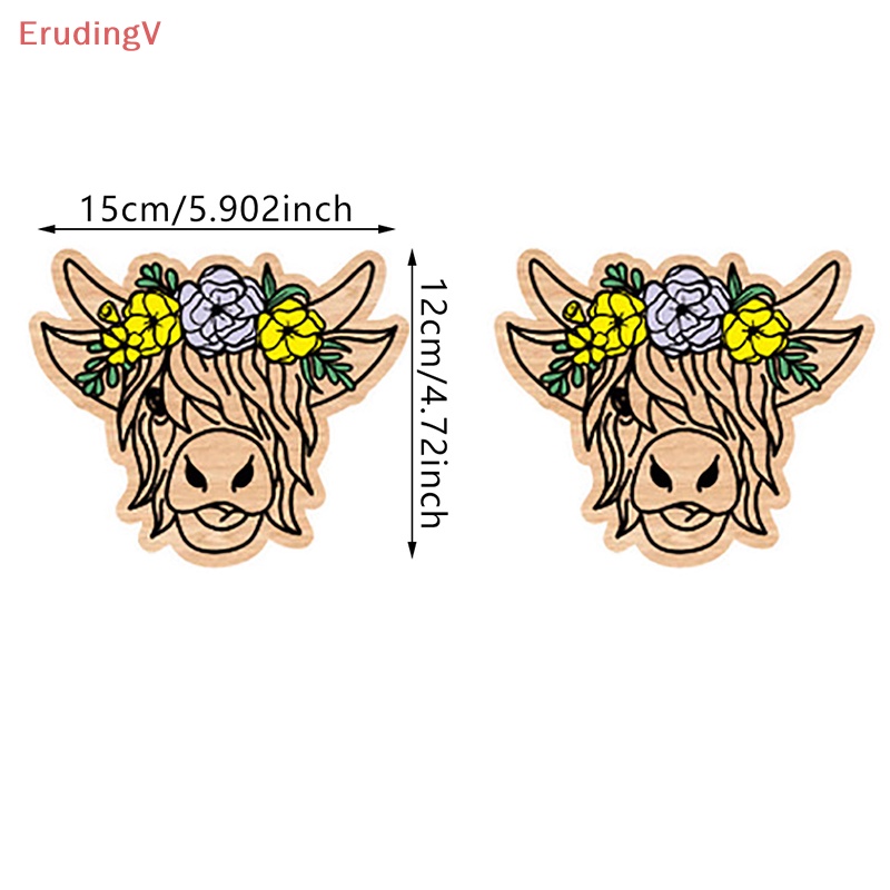 [ErudingV] 1 Đôi Bông Tai Đinh Tán Hình Bò Nông Trại Đồng Quê