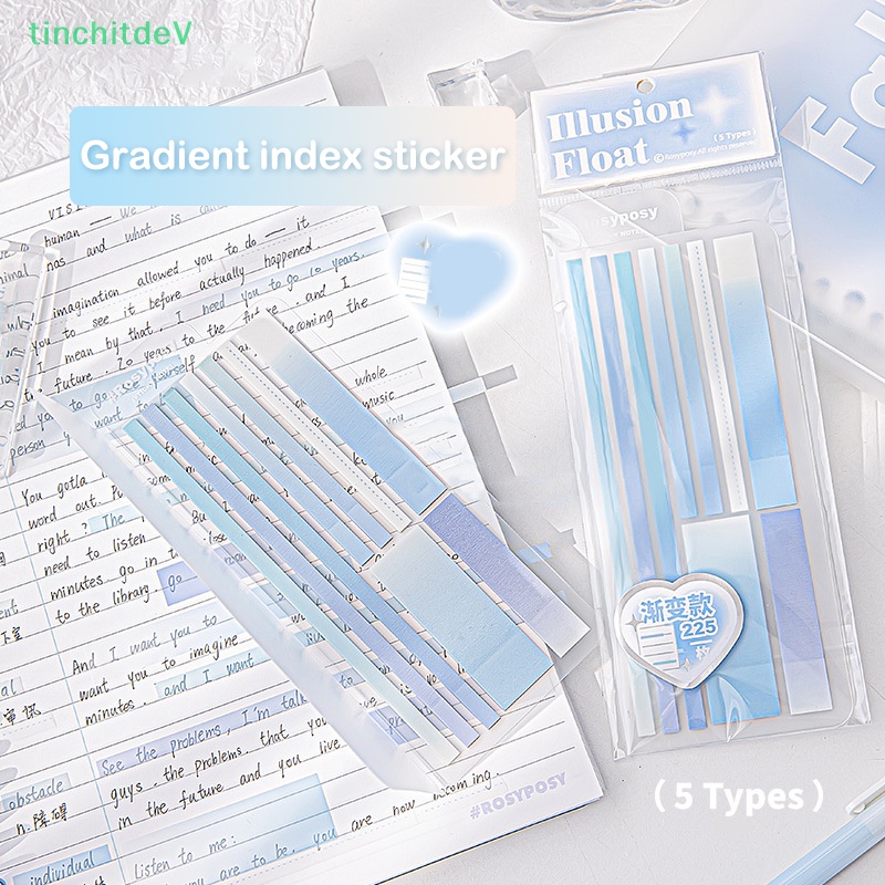 [TinchitdeV] Set 225 Tờ Giấy Ghi Chú Dính Trong Suốt Nhiều Màu Sắc Gradient Đáng Yêu Cho Học Sinh [Mới]