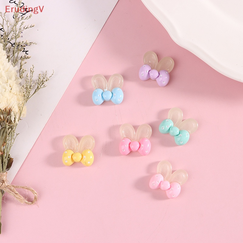 Set 10 Phụ Kiện Trang Trí Hình Tai Nơ Bằng Nhựa Resin Kích Thước 21 * 19mm DIY