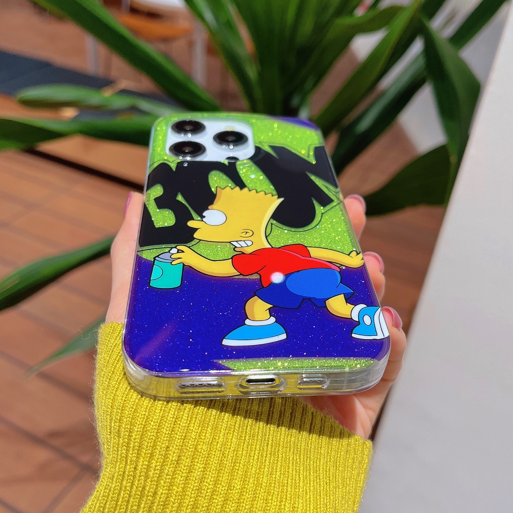 Ốp Điện Thoại TPU Mềm Trong Suốt Hai Mặt Họa Tiết Simpson Cho iPhone 12 13 14 Pro Max
