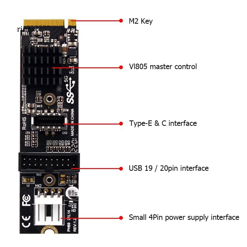 Card Mở Rộng PCI-E 4Pin M.2 M Sang USB3.1 TYPE-C 19 / 20PIN Cho Máy Tính