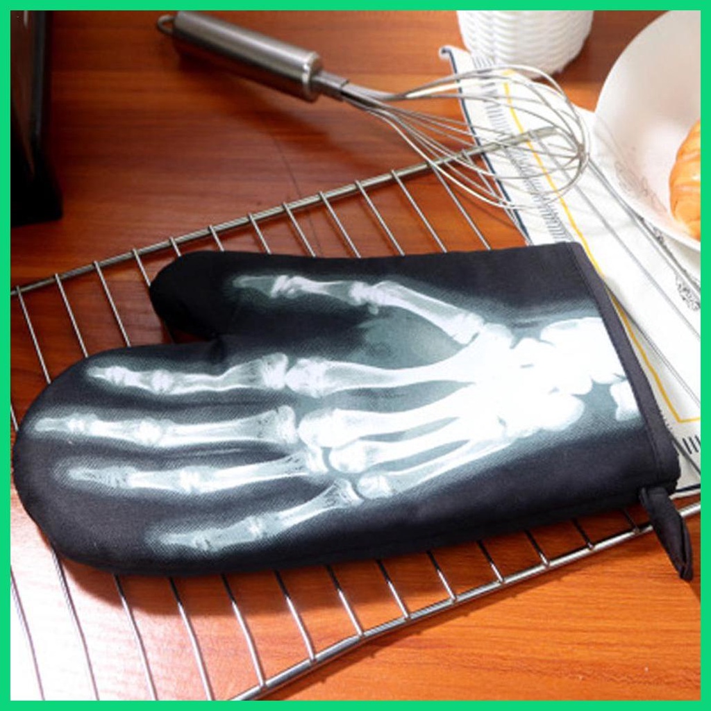 Găng Tay Cotton Dày Dặn Chịu Nhiệt Độ Cao In Họa Tiết 3D Tiện Dụng Cho Nhà Bếp